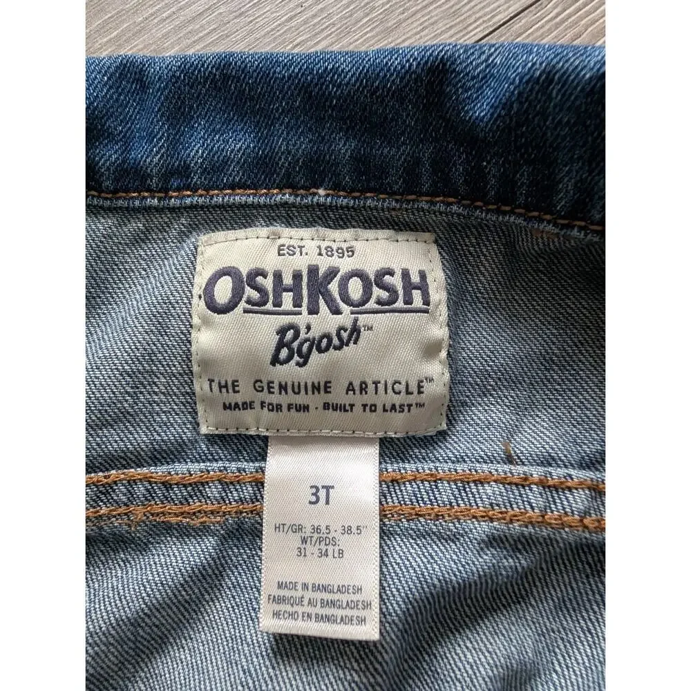OshKosh B'gosh Unisex Toddler Size 3T Denim Jean Trucker Style Jacket
